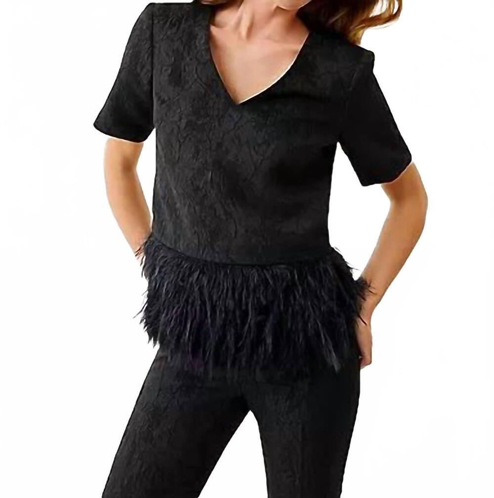 NEW LILLY PULITZER women's rylan v-neck top in noir